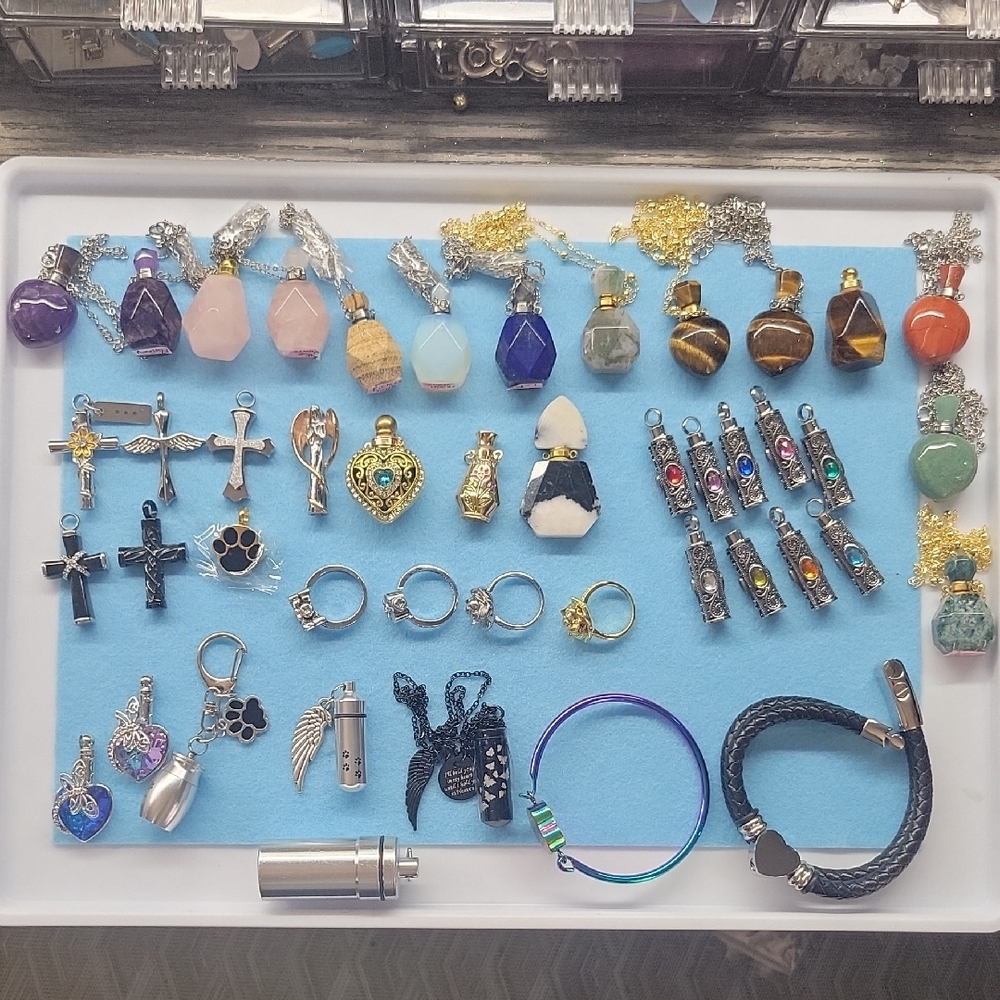 Lot of Urns and Containers Useable For Ash, Oils, Perfumes, Ect.